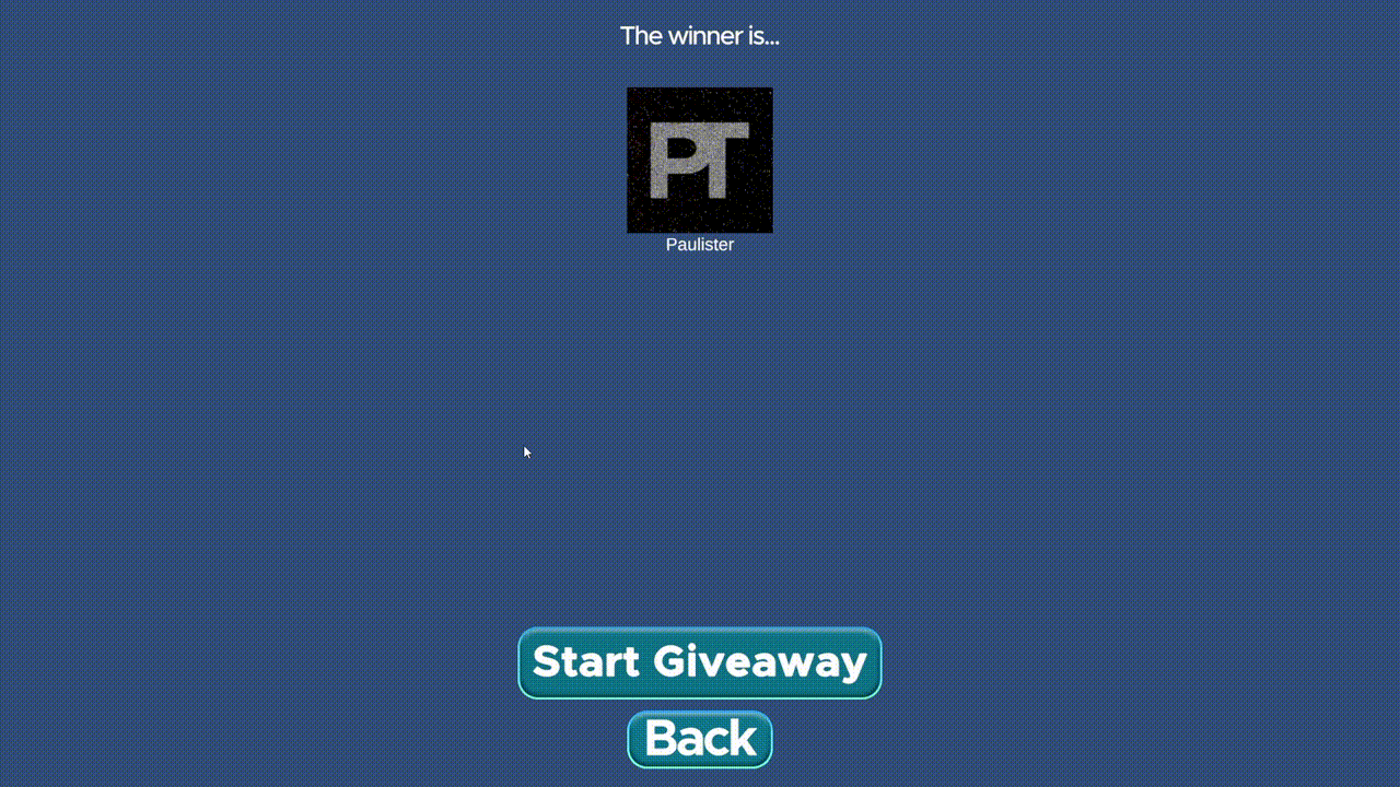 A gif showcasing the animation that plays when a winner is selected for the giveaway